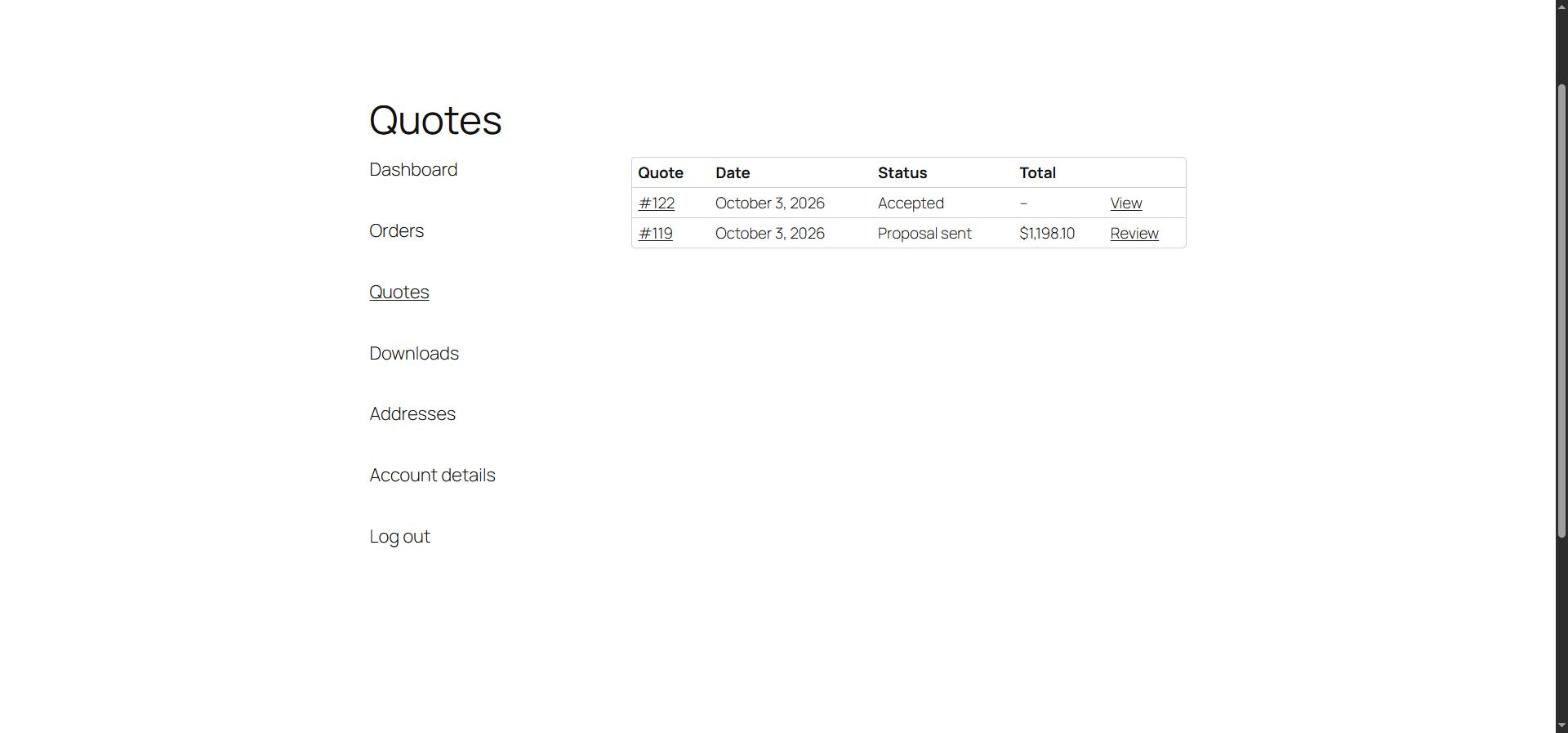 Quotes section in WooCommerce My Account