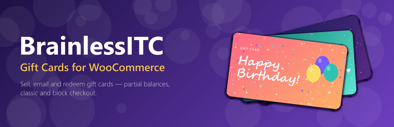 BrainlessITC Gift Cards for WooCommerce banner