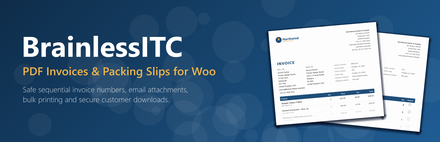 BrainlessITC PDF Invoices & Packing Slips for Woo banner