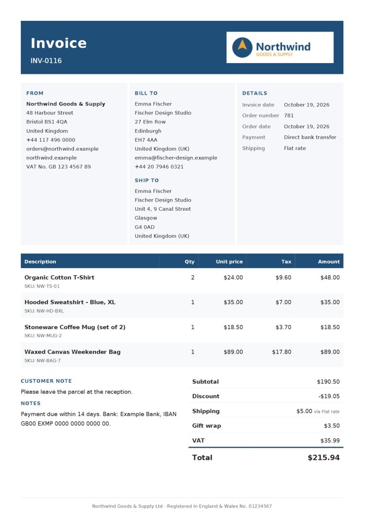 Modern invoice layout